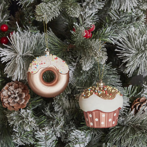 Karaca Home Nieuwjaar Donut Cupcake 2-Delige Boom Ornamentenset