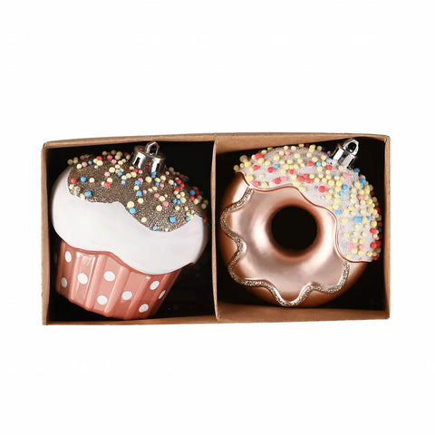 Karaca Home Nieuwjaar Donut Cupcake 2-Delige Boom Ornamentenset