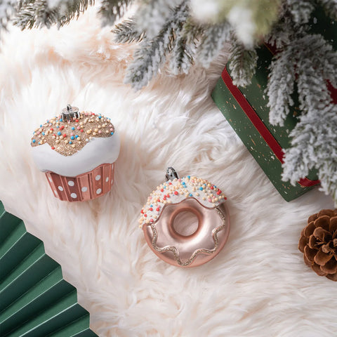 Karaca Home Nieuwjaar Donut Cupcake 2-Delige Boom Ornamentenset