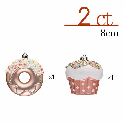 Karaca Home Nieuwjaar Donut Cupcake 2-Delige Boom Ornamentenset