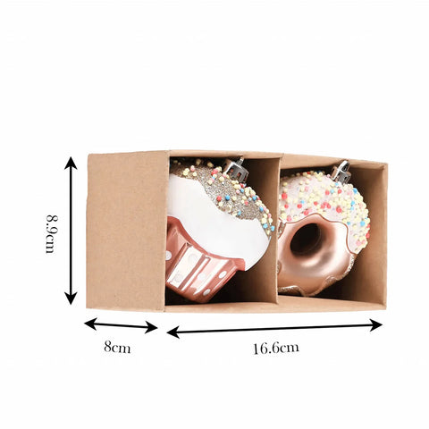 Karaca Home Nieuwjaar Donut Cupcake 2-Delige Boom Ornamentenset