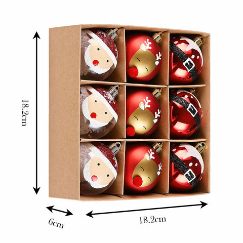 Karaca Home Kerstman Boom Ornament Set, 9 Delig, 6 cm