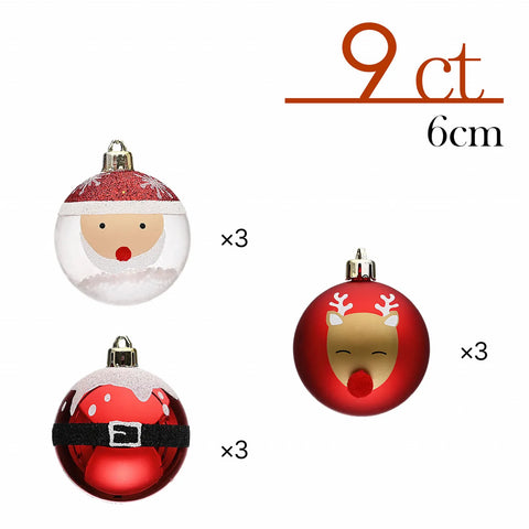 Karaca Home Kerstman Boom Ornament Set, 9 Delig, 6 cm