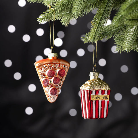 Karaca Home Kerst Popcorn Pizza Boom Ornament Set, 2 Delig