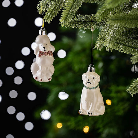 Karaca Home Kerstboom Ornamentenset Witte Puppies, 4-Delig