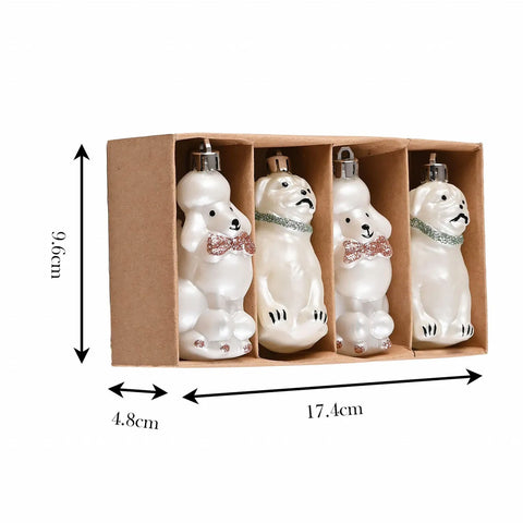 Karaca Home Kerstboom Ornamentenset Witte Puppies, 4-Delig