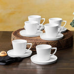 Karaca Salvare for 6 Person Tea Cup and Saucer Set, 12 Piece, New Generation Bone, 260 ml, White