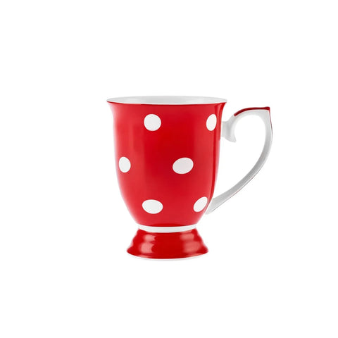 Karaca Polka Dot rood wit porseleinen mok, 360 ml