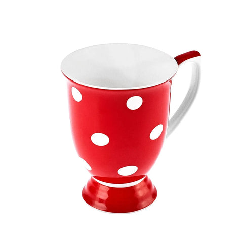 Karaca Polka Dot rood wit porseleinen mok, 360 ml