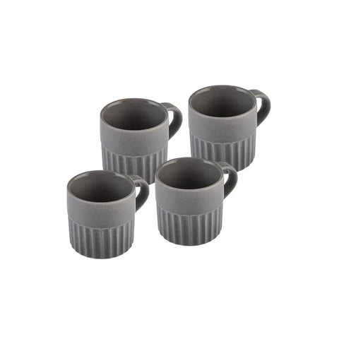 Karaca Sendai voor 4-persoons Espresso Turkse Koffiekopjes Set, 4-delig, Steengoed, Grijs, 120 ml