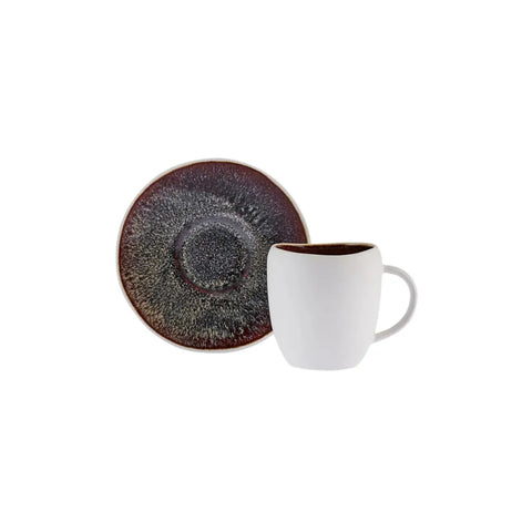 Karaca Galactic Reactive Glaze voor 4-persoons Espresso Turkse Koffiekopjes Set, 8-delig, Wit, 100 ml