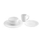 Karaca Punto Embossed for 4 Person Dinnerware Set, 16 Piece, New Generation Bone, White