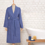 Karaca Home Daily Soft Women Bathrobe, 100% Cotton, Indigo, S/M