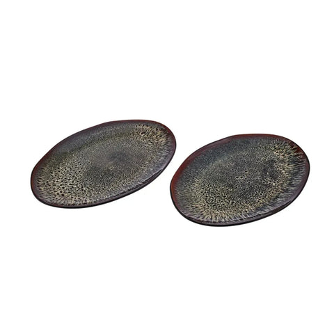 KARACA BLACK GALACTIC REACTIVE LARGE PLATTER SET OF 2