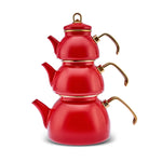 Karaca Retro Enamel Teapot, 3 Piece, Red 