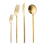 Karaca Bella Matte Gold Cutlery Set for 6 Person, 24 Piece