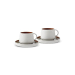 Karaca Galactic Reactive Glaze Tea Cup and Saucer Set for 2 Person, 4 Piece, 300ml, White