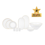 Karaca Red Carpet Collection Streamline New Saturn Gold 59 Piece Porcelain Dinnerware Set  for 12 Person