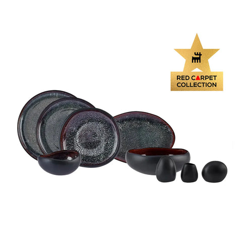 Karaca Red Carpet Collection Streamline 59 Delige Galactic Reactive Glaze Dinerset voor 12 Personen, Zwart