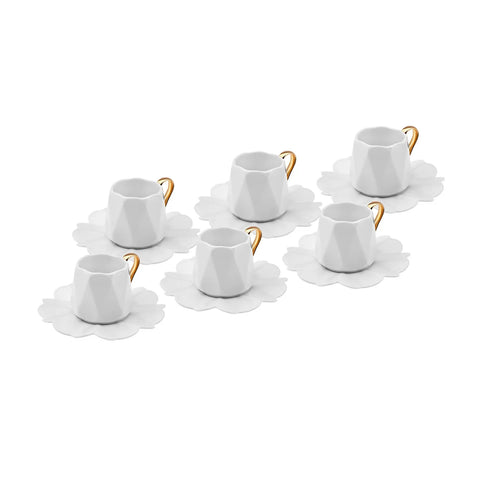 Karaca Peri 6 Persoons Koffiekopjes Set, Porselein, 80 ml