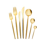 Karaca Jupiter Premium Boxed Cutlery Set Matte Gold for 12 Person, 84 Piece