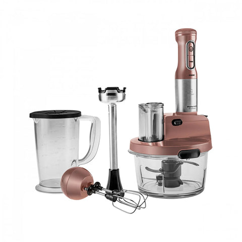 Karaca Mastermaid Prosteel Glazen Keukenrobot, Lange Blender, 2500 W, Roségoud