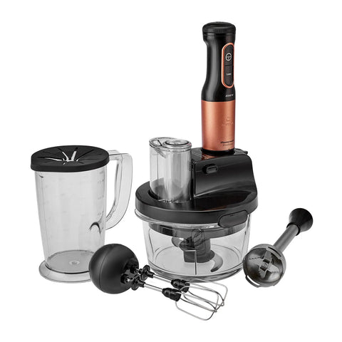 Karaca Mastermaid Prosteel Glazen Keukenrobot, Lange Blender, 2500 W, Zwart Koper