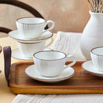 Karaca Rhine Coffee Cup Set for 4 Person, 8 Piece, Porcelain 