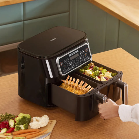 Karaca Air Cook Duo Thuis koken XXXL 8 Liter Airfryer, Black Chrome, 8 Persoons