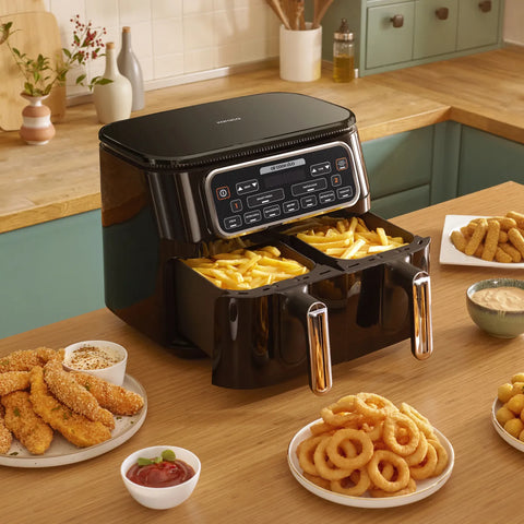 Karaca Air Cook Duo Thuis koken XXXL 8 Liter Airfryer, Black Chrome, 8 Persoons