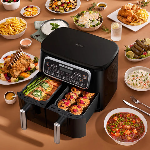 Karaca Air Cook Duo Thuis koken XXXL 8 Liter Airfryer, Starlight, 8 Personen