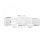 Karaca Fine Pearl New Agate Platinum 12 Person Square Dinnerware, 58 Pieces