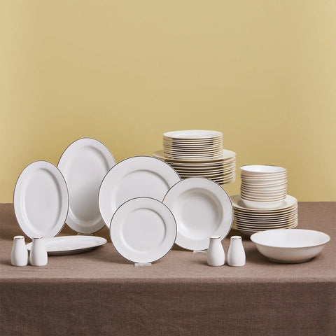 Karaca New Lexi Gold 12- Person New Generation Bone Dinnerware, 56 Pieces