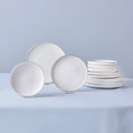 Karaca Streamline New Saturn Platinum Dinnerware Set for 4 Person, New Generation Bone, 12 Piece