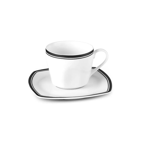 Karaca Black Line Tea Cup Set for 6 Person, 12 Piece, 220 ml