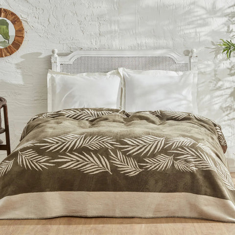 Karaca Home Leaf Double Cotton Blanket