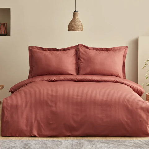 Karaca Home Uniq 100% cotton single sateen duvet cover terracota