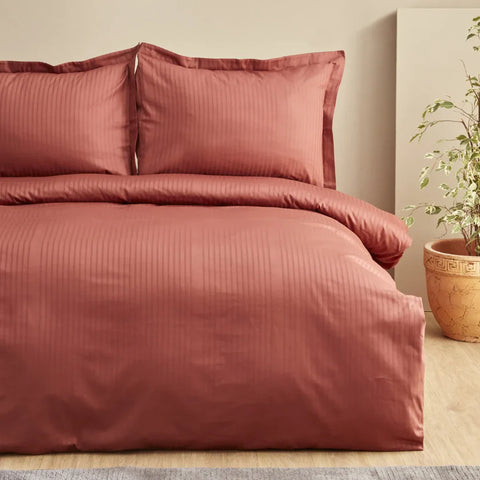 Karaca Home Uniq 100% cotton single sateen duvet cover terracota