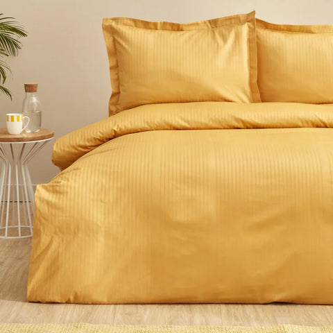 Karaca Home Uniq 100% Cotton Sateen Single Duvet Cover Set, Mustard