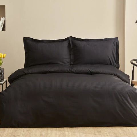 Karaca Home Uniq 100% Cotton Sateen Single Duvet Cover Set, Black