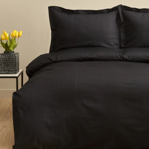 Karaca Home Uniq 100% Cotton Sateen Single Duvet Cover Set, Black