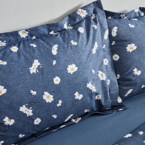 Karaca Home Daisy 100% cotton single duvet cover set indigo