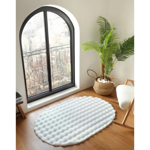 Kaşmir Halı  7/24 Cosy Premium Bubble White Oval 80x150 cm