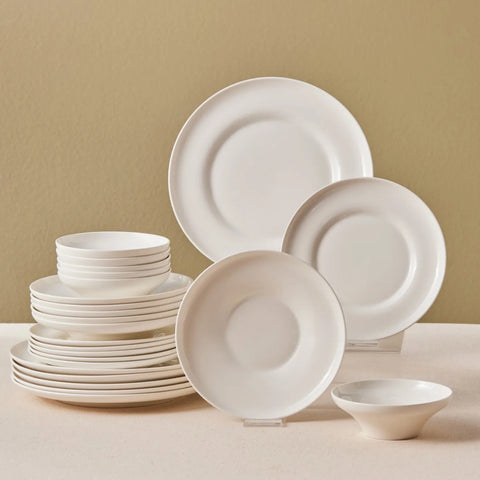 Karaca Streamline Selene 24-piece bone china dinner service for 6 people, white