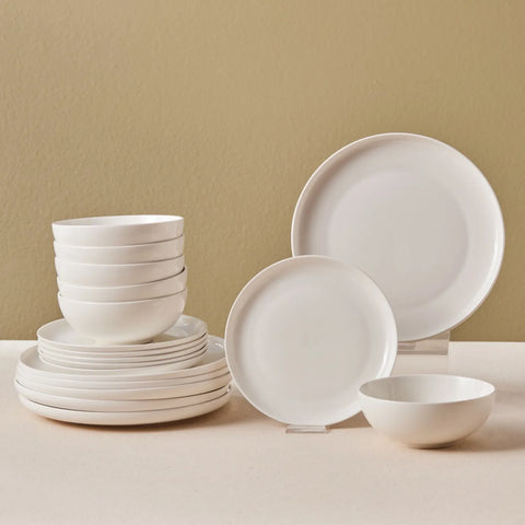 Karaca Streamline Remi 18-piece bone china dinner service for 6 people, white