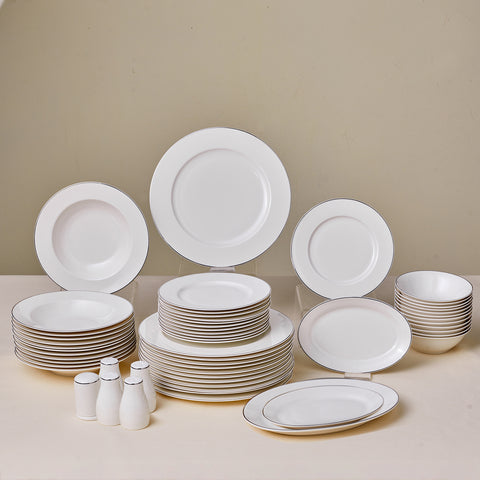 Karaca Lexi Platin 56 Piece Porcelain Dinnerware Set for 12 Person